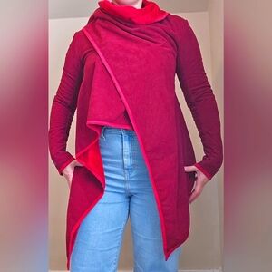 Lululemon. Rare. Presence of Mind wrap sweater. Cranberry. Size 10. Soft & warm.